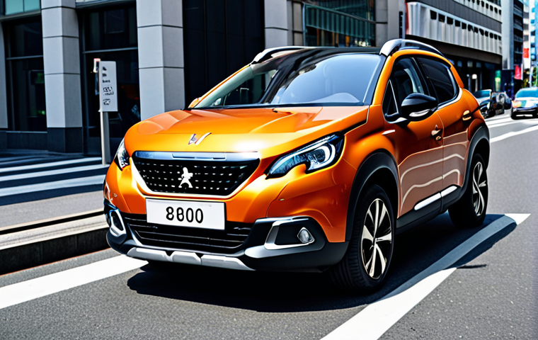 Peugeot 2008 Hybrid - French Chic Urban Scene**

"A Peugeot 2008 Hybrid, ライオンの爪痕 LED headlights prominently displayed, parked on a stylish street in Tokyo (東京), Japan. Modern architecture in the background. The car is fully clothed in its metallic orange paint. Daytime scene. 3D i-Cockpit visible through the window. safe for work, appropriate content, fully clothed, professional, perfect anatomy, correct proportions, natural pose, well-formed hands, proper finger count, natural body proportions, high quality, professional photography."

**