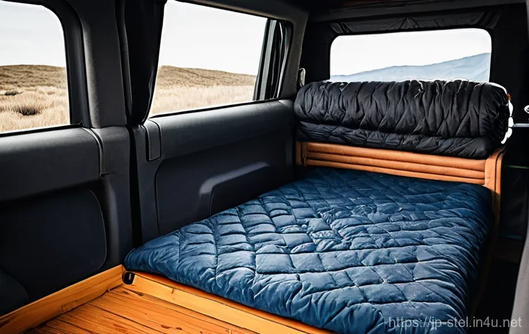 지프 랭글러의 캠핑 액세서리 추천 - **A cozy and inviting interior of a Jeep Wrangler transformed into a comfortable sleeping space for ...
