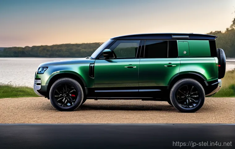 지프 글래디에이터와 랜드로버 디펜더 비교 - A rugged Jeep Gladiator, shown from a dynamic low-angle shot, confidently navigating a challenging y...