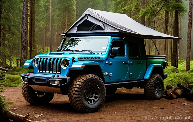 지프 글래디에이터와 랜드로버 디펜더 비교 - A sophisticated Land Rover Defender (L663 model), in a sleek metallic dark green color, parked elega...